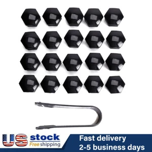 20pcs 17mm Black Lug Nut Covers Set Fit Auto Car Wheel Rim Tire Bolt Center Caps - Picture 1 of 12