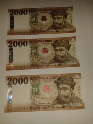 Hungary 2000 forint 2016 / P-204a / UNC / 3 PCS with consecutive serial nr. - Image 1 of 2