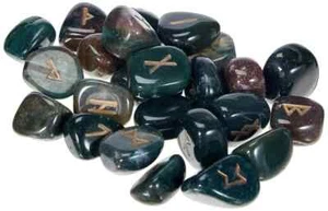Bloodstone Rune Crystal Stones Set Elder futhark Reiki Healing gemstone 25 Pcs - Picture 1 of 3