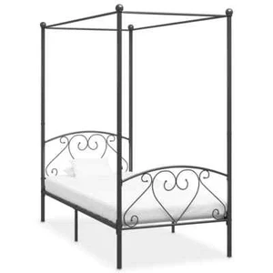 vidaXL Letto a Baldacchino Grigio in Metallo 120x200 cm - Foto 1 di 5