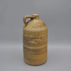 Signed Stoneware Jug Small 3 Cup Rustic Brown Glaze Southern Art Pottery Cork 7" - Imagen 1 de 16