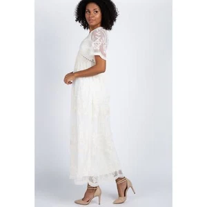 PinkBlush Cream Lace Mesh Overlay Maxi Maternity Dress NWT - Picture 1 of 13