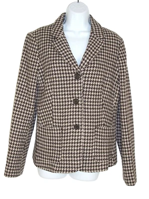 Blazer Lands End Pata de Gallo Lana 12 L Chaqueta Gris Negro Forrado  Foto 1 de 4