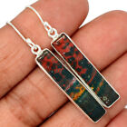 Natural Blood Stone 925 Sterling Silver Earrings Jewelry CE33512