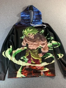 Dragon Ball Z Hoodie Men XL Black Broly Graphic Sweatshirt Kangaroo Pocket - Picture 1 of 11