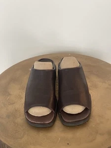 Cole Haan Vintage 90s Dk brown leather slip on open toe sandals mules Size 9B - Picture 1 of 5