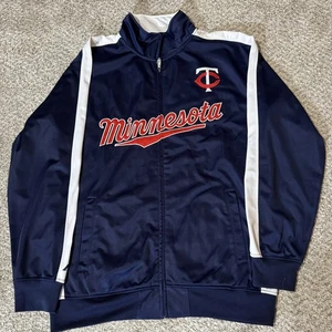 Minnesota Twins Jacket Mens XLT MLB Baseball Script Pullover Navy White Twins La - Picture 1 of 6