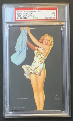 1940-45 Mutoscope Hot 'Cha Girls Pinup BLUE MONDAY (MS32) Moran - PSA 7 - Image 1 of 2
