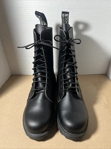 ZAPATOS VEGETARIANOS Botas de Combate de Cuero Negro para Mujer Talla EU 41/US 10 - Imagen 1 de 12