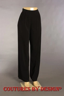 Pantalones de seda St John Knits noche Georgette Palazzo negros talla 6 nuevos con etiquetas Foto 1 de 2