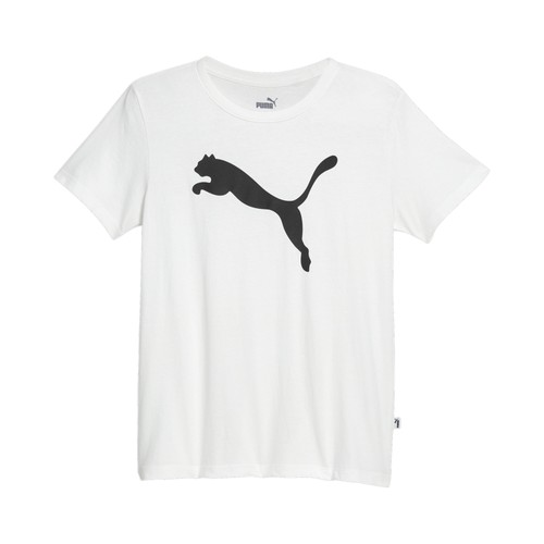 T shirt donna PUMA Essential logo gatto girocollo manica corta bianca top casual