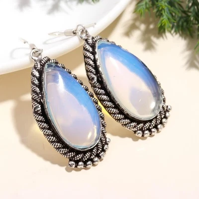 Opalite Gemstone Jewelry 925 Sterling Silver Earring  2'' Gift For Mom - Image 1 of 4
