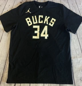 Nike Tee Milwaukee Bucks #34 Giannis Antetokounmpo T-Shirt Black Men’s Large - Picture 1 of 13