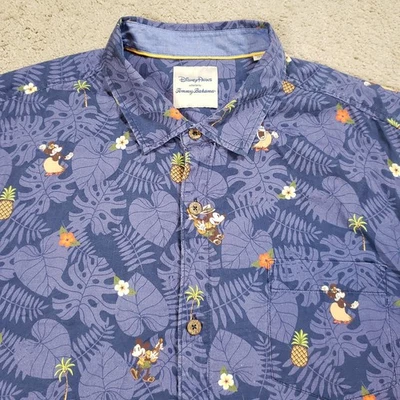 Tommy Bahama Disney Parks Men XXL 2XL Hawaiian Shirt Blue Mickey Minnie Hula - Image 1 of 4