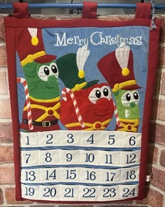 VeggieTales Advent Calendar Cloth Countdown To Christmas Gift Pockets 22"x 15" - Picture 1 of 9