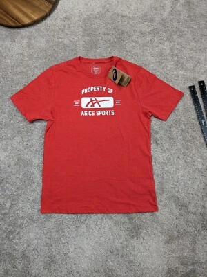 Asics Mens Shirt Medium Stretch Fuchsia Salmon Sustainably Sourced NWT $25.00 - Image 1 of 4