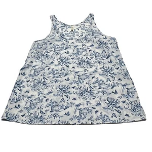 Frenchi Women’s Size M White w/Floral Birds Sleeveless Summer Blouse - Picture 1 of 15