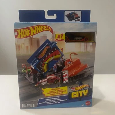 Hot Wheels City Fuel Station Shift Playset & Exclusive Race Car by Mattel – NIB! - Image 1 of 4