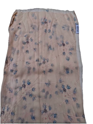 GABRIELLA FRATTINI Rosa Claro Seda Tejido Metálico Floral Cuentas Bufanda Envío Gratis Foto 1 de 4