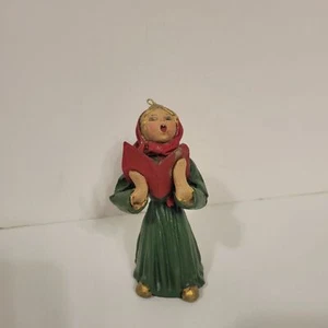 Antique Primitive Hand Crafted Ceramic Girl Christmas Caroler - Picture 1 of 4
