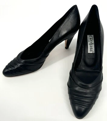 VTG d’Rossana By Charna Women’s Leather Pumps Heels Black Sz 8.5N Italy Classic - Image 1 of 4