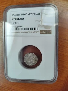 1568KB Hungary Denar, NGC XF, holed - Picture 1 of 3