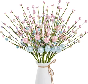 Artificial Easter Stems 10 Pack Easter Egg Stems with Easter Eggs and Berries Ea - Picture 1 of 9