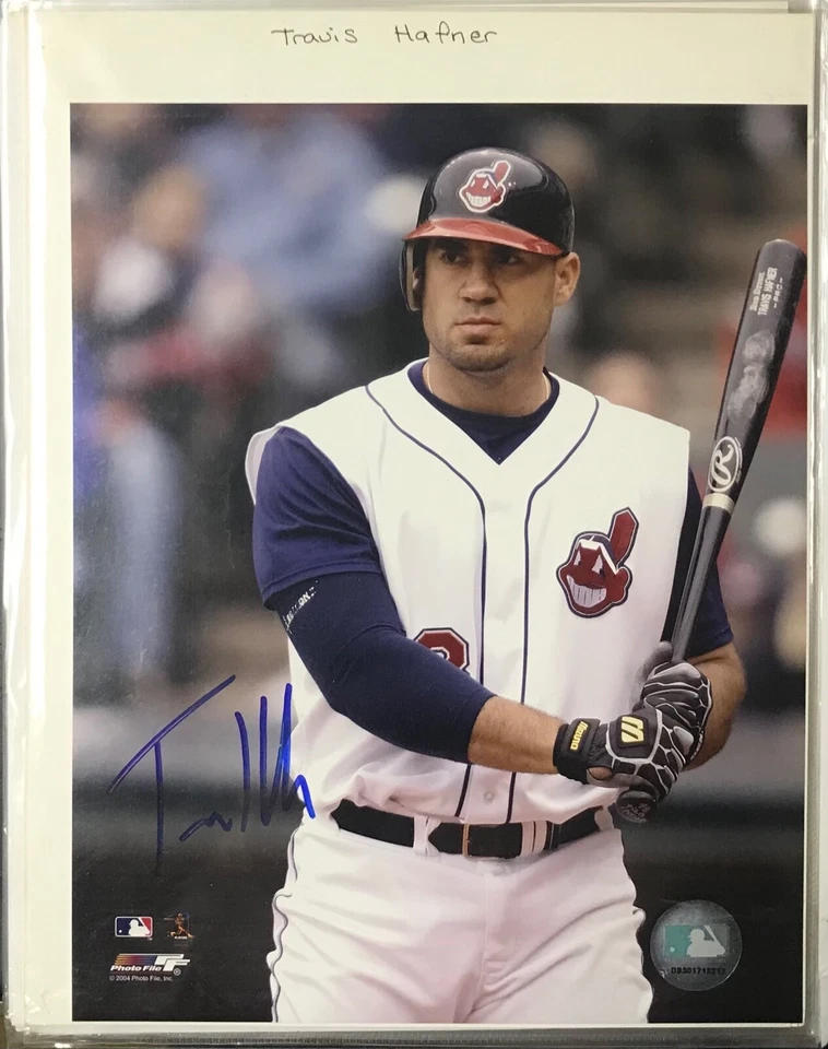Foto autografiada 8x10 de acción a color de los Indios de Cleveland Travis Haffner Foto 1 de 1