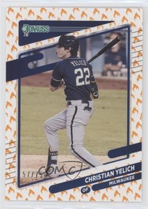 2021 Donruss On Fire /75 Christian Yelich (First Line of Bio Ends …Back A)
