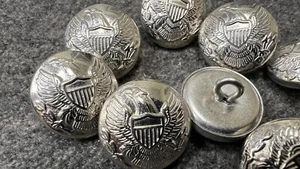Silver Pre-Civil War, Mexican War era buttons, Coat Lot of 9 - 7/8" - NEW, rare - Picture 1 of 11