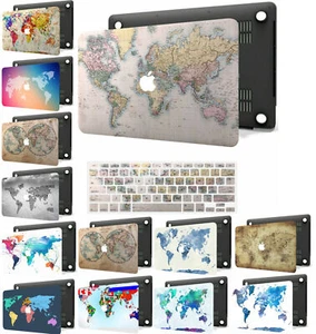 Funda rígida mate de goma 2 en 1 mapa del mundo para Macbook Pro Air 13" M1 M2 M3 - Imagen 1 de 34