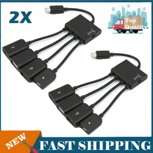 2PC Micro USB Charging OTG Hub Splitter Cable for Phone Android Tablet 4 In 1 US - Picture 1 of 6