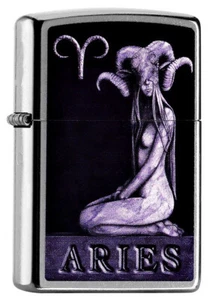 ZIPPO Feuerzeug ZODIAC ARIES Sternzeichen Widder Street Chrome NEU OVP - Bild 1 von 2
