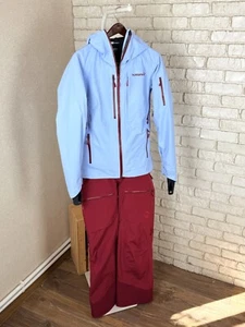 Womans Norrona Lofoten Gore Tex Ski Suit Jacket & Pants Blue Burgundy Size S-M - Picture 1 of 24