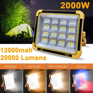 2000W LED Arbeitsleuchte Akku Aufladbar Werkstattlampe Baustrahler Flutlicht - Bild 1 von 18