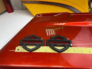 🔥OEM Harley CVO Touring Fuel Gas Tank Emblems Denim Black & Orange Genuine🔥 - Picture 1 of 10