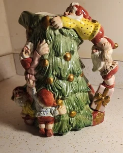 Fitz and Floyd Old World Christmas Elves Trim-A-Tree Ceramic 2Qt Pitcher Vintage - Picture 1 of 10