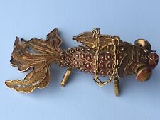 Vintage Chinese Enamel Silver Articulated Fantail Goldfish Pendant