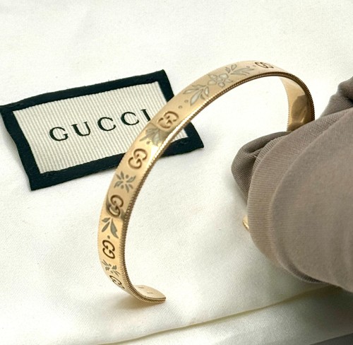 Bracciale Gucci in oro giallo 18 kt con fiori icona 16 braccialetto 6" misura 15 58g