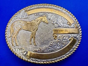 Standing Horse - Large Vintage Crumrine Trophy Style Belt Buckle - Picture 1 of 18