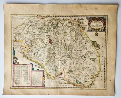 Mapa 1640 de LE MANS FRANCE por WILLEM BLAEU antiguo AUTÉNTICO coloreado a mano Foto 1 de 4