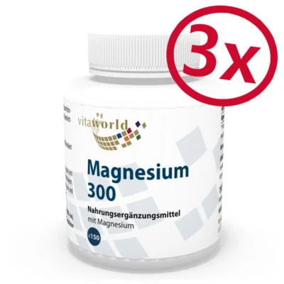 Pack de 3 Magnésium 300mg 450 Comprimés Vita World Pharmacie en Allemagne