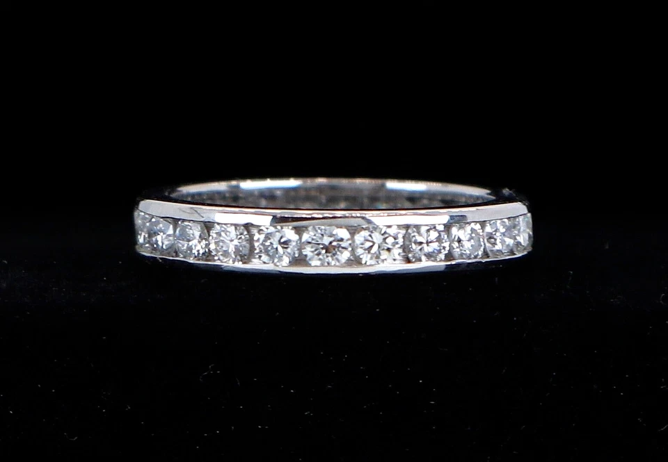 $4,000 Platinum Round Diamond 3.3mm Full Channel Set Wedding Band Size 4.75 - Image 1 of 1