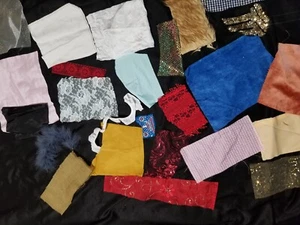 Crazy Quilt Fancy Fabric Scraps Doll Junk Journals Slow Stitching - Half Pound - Picture 1 of 13