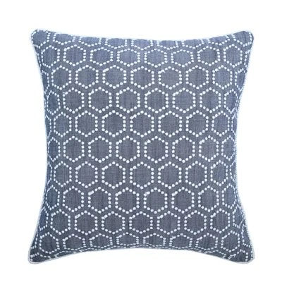 Throw Pillow Cover Blue 16"x16", Sofa Decor Cotton Geometric - Linen Closet - Image 1 of 4