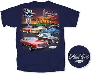 Joe Blow T's Chevy Monte Carlo Drive-In Men's Blue T-Shirt SS 454 1970 1971 1985 - Picture 1 of 2