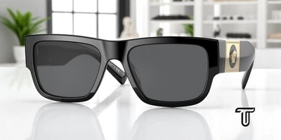 VERSACE VE4406 GB1 87 Black Dark Grey 56 mm Men's Sunglasses - Image 1 of 4