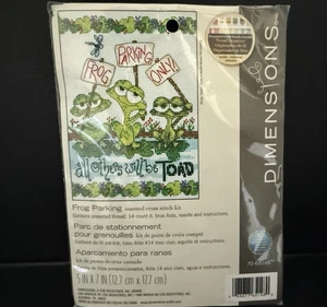 Dimensions Frog Parking Counted Cross Stitch Kit 5" x 7" #70-65148 - Picture 1 of 7