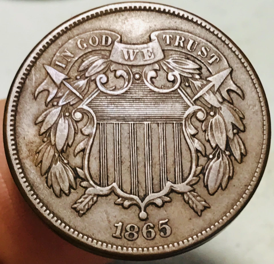 1865 Two Cent Piece 2C Civil War Date Plain 5 Choice US Coin CC28435 - Image 1 of 4