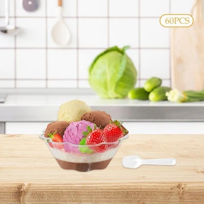 60Pcs Dessert Cups Flower Shaped Party Serving Bowls for Snack Fruit Yogurt - Image 1 of 4